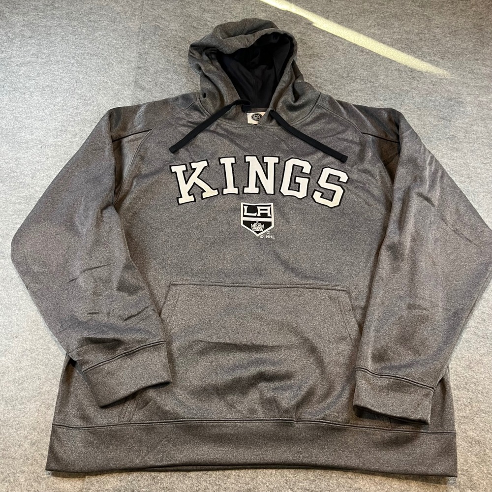 NHL Mens LA Kings Hoodie Gray Hockey Streetwear XL Pullover Sweatshirt